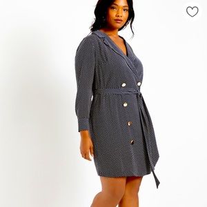 ELOQUII Double Breasted Navy Dot Blazer Dress Size 18